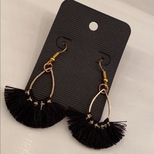 black tassel dangling earrings